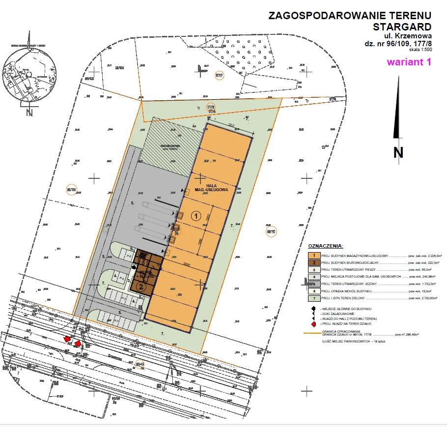 Działka inwestycyjna 7 287 m² z koncepcją hali 2 440 m² – Stargard, zachodniopomorskie (Park Przemysłowy) w Polsce